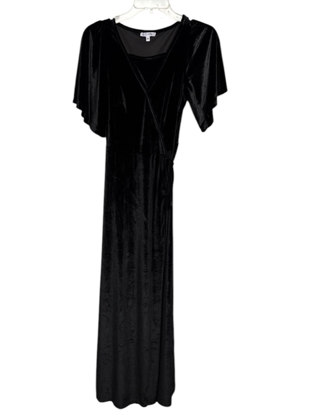 Baltic born black velvet square neck ruffle sleeve maxi gown dark romance emo XS